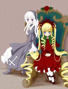 Rating: Safe Score: 0 Tags: 2girls blonde_hair blue_eyes blush bonnet bow dress drill_hair flower hairband image long_hair long_sleeves multiple_girls pair red_dress rose shinku sitting suigintou twin_drills twintails very_long_hair User: admin