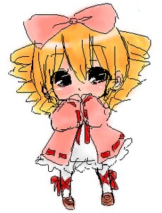 Rating: Safe Score: 0 Tags: 1girl blonde_hair blush bow chibi dress full_body hinaichigo image long_sleeves looking_at_viewer oekaki red_bow simple_background solo standing white_background white_bloomers User: admin