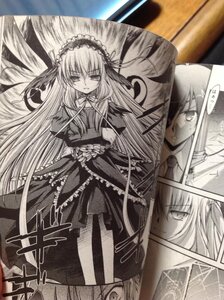 Rating: Safe Score: 0 Tags: 1girl comic dress frills greyscale hairband image lolita_hairband long_hair long_sleeves monochrome multiple_girls solo standing suigintou very_long_hair wings User: admin