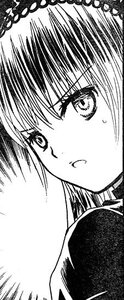 Rating: Safe Score: 0 Tags: 1girl close-up comic greyscale image looking_at_viewer monochrome short_hair solo suigintou sweat sweatdrop User: admin
