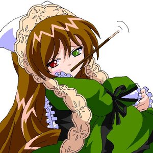 Rating: Safe Score: 0 Tags: 1girl artist_request auto_tagged brown_hair dress food frills green_dress green_eyes heterochromia image long_hair long_sleeves lowres mouth_hold oekaki pocky red_eyes rozen_maiden simple_background solo suiseiseki white_background User: admin