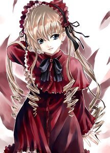 Rating: Safe Score: 0 Tags: 1girl :d arm_up blonde_hair blue_eyes bonnet bow capelet cowboy_shot dress drill_hair frills hair_between_eyes image kurokoeda long_hair long_sleeves looking_at_viewer looking_to_the_side open_mouth parted_lips red_capelet red_dress ribbon rozen_maiden shinku sidelocks smile solo twin_drills twintails User: admin