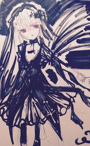 Rating: Safe Score: 0 Tags: 1girl bangs black_dress dress eyebrows_visible_through_hair frills hair_between_eyes hairband image long_hair long_sleeves looking_at_viewer red_eyes solo suigintou traditional_media very_long_hair User: admin