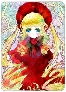 Rating: Safe Score: 0 Tags: 1girl blonde_hair blue_eyes bonnet bow bowtie dress drill_hair flower green_bow image long_hair looking_at_viewer red_capelet red_dress red_flower rose shinku solo twin_drills twintails very_long_hair User: admin