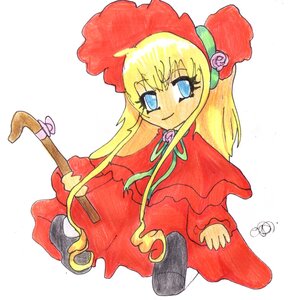 Rating: Safe Score: 0 Tags: 1girl blonde_hair blue_eyes bonnet bow bowtie capelet dress flower full_body image long_hair long_sleeves looking_at_viewer marker_(medium) photo pink_flower pink_rose red_capelet red_dress rose shinku shoes sidelocks simple_background sitting smile solo traditional_media white_background User: admin