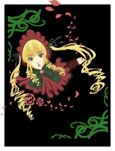 Rating: Safe Score: 0 Tags: 1girl blonde_hair blue_eyes bonnet bow bowtie dress flower green_bow image long_hair long_sleeves looking_at_viewer petals pink_flower red_dress rose rose_petals shinku solo twintails User: admin