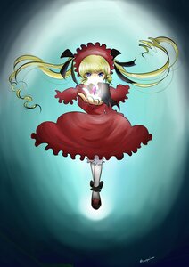 Rating: Safe Score: 0 Tags: 1girl blonde_hair blue_eyes bonnet dress flower image long_hair red_dress rose shinku solo twintails wings User: admin