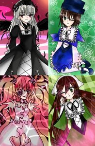 Rating: Safe Score: 0 Tags: 4girls bow brown_hair dress flower frills green_eyes hairband hat image long_hair long_sleeves multiple multiple_girls one_eye_closed pink_hair red_eyes rose short_hair silver_hair souseiseki suigintou suiseiseki tagme top_hat very_long_hair wings User: admin