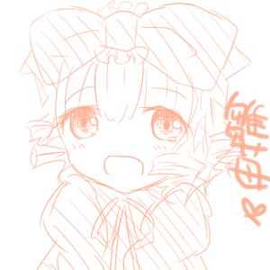 Rating: Safe Score: 0 Tags: 1girl :d animal_ears bangs blush bow eyebrows_visible_through_hair hair_between_eyes hair_bow hinaichigo image looking_at_viewer monochrome open_mouth simple_background sketch smile solo striped white_background User: admin