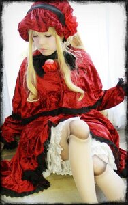 Rating: Safe Score: 0 Tags: 1girl blonde_hair bonnet closed_eyes crossed_legs doll_joints dress long_hair long_sleeves red_dress shinku sidelocks sitting solo traditional_media User: admin