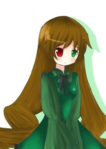 Rating: Safe Score: 0 Tags: 1girl auto_tagged blush brown_hair cowboy_shot dress frills green_dress green_eyes heterochromia image long_hair long_sleeves looking_at_viewer red_eyes simple_background solo suiseiseki very_long_hair white_background User: admin