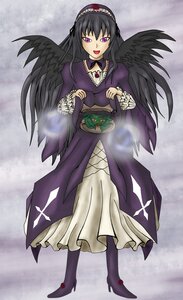 Rating: Safe Score: 0 Tags: 1girl akemi_homura black_hair black_wings boots dress full_body hairband high_heels image long_hair open_mouth purple_eyes smile solo suigintou wings User: admin