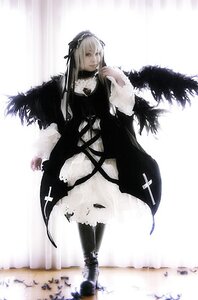 Rating: Safe Score: 0 Tags: 1girl boots dress feathers flower frills full_body hairband long_hair long_sleeves rose solo standing suigintou User: admin