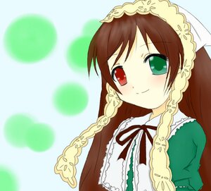 Rating: Safe Score: 0 Tags: 1girl blush braid brown_hair dress frills green_dress green_eyes heterochromia image long_hair long_sleeves looking_at_viewer red_eyes ribbon smile solo suiseiseki upper_body User: admin