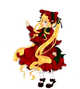 Rating: Safe Score: 0 Tags: 1girl blonde_hair blue_eyes bonnet bow dress drill_hair full_body image long_hair long_sleeves looking_at_viewer looking_back pantyhose red_dress shinku solo standing twintails very_long_hair white_legwear User: admin
