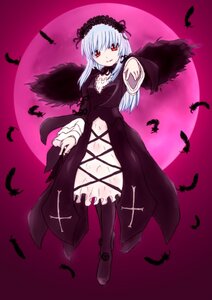 Rating: Safe Score: 0 Tags: 1girl bat bird black_feathers black_wings dress feathers frills full_moon hairband image lolita_hairband long_hair long_sleeves looking_at_viewer moon red_eyes silver_hair solo suigintou thighhighs wings User: admin