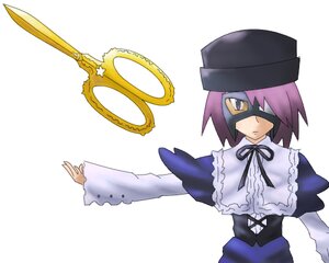 Rating: Safe Score: 0 Tags: 1girl capelet dress expressionless hat image long_sleeves mask neck_ribbon purple_hair ribbon short_hair solo souseiseki striped upper_body weapon white_background User: admin
