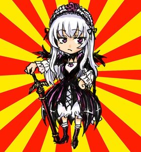 Rating: Safe Score: 0 Tags: 1girl boots dress flower frills full_body hairband image long_hair long_sleeves looking_at_viewer silver_hair solo standing striped suigintou sunburst very_long_hair weapon wings User: admin