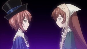 Rating: Safe Score: 0 Tags: 2girls blue_dress brown_hair closed_mouth dress green_eyes hat image long_hair long_sleeves looking_at_another multiple_girls pair profile short_hair siblings sisters souseiseki suiseiseki twins User: admin