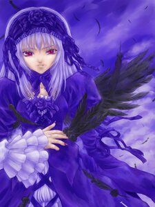 Rating: Safe Score: 0 Tags: 1girl bird black_feathers black_wings dress feathered_wings feathers frilled_sleeves frills hairband iga_tomoteru image lolita_hairband long_hair long_sleeves looking_at_viewer pink_eyes purple_dress ribbon rozen_maiden sky solo suigintou upper_body wings User: admin