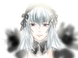 Rating: Safe Score: 0 Tags: 1girl bangs black_ribbon black_wings closed_mouth flower hairband image long_hair looking_at_viewer ribbon rose silver_hair simple_background smile solo suigintou upper_body white_background wings User: admin