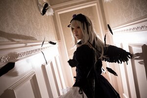 Rating: Safe Score: 0 Tags: 1girl bird black_dress black_feathers black_ribbon blonde_hair crow dove dress feathers flower gothic_lolita lips long_hair long_sleeves looking_at_viewer ribbon solo suigintou wings User: admin