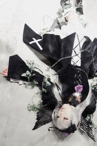 Rating: Safe Score: 0 Tags: 1girl black_dress dress feathers flower gothic_lolita lips long_sleeves photo rose solo suigintou wings User: admin