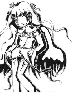 Rating: Safe Score: 0 Tags: 1girl :d blush dress greyscale hair_ornament image kirakishou long_hair long_sleeves monochrome open_mouth simple_background solo striped User: admin