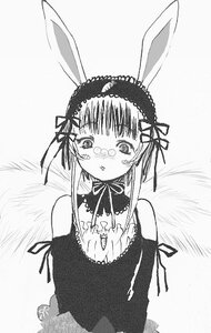 Rating: Safe Score: 0 Tags: 1girl animal_ears blush bunny_ears glasses greyscale hairband image lace long_hair monochrome ribbon solo suigintou User: admin