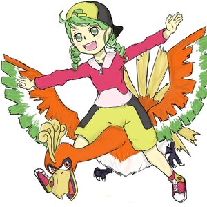 Rating: Safe Score: 0 Tags: 1girl :d ahoge beanie drill_hair full_body green_eyes green_hair image kanaria long_sleeves looking_at_viewer open_mouth outstretched_arms pokemon_(creature) smile solo User: admin