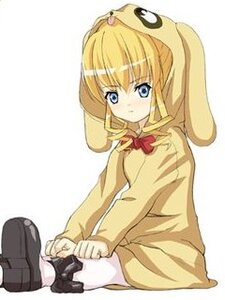 Rating: Safe Score: 0 Tags: 1girl artist_request blonde_hair blue_eyes blush bowtie full_body image kunkun long_sleeves lowres rozen_maiden shinku shoes simple_background sitting solo white_background User: admin