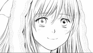 Rating: Safe Score: 0 Tags: 1girl bangs blush close-up closed_mouth eyebrows_visible_through_hair face greyscale image looking_at_viewer monochrome portrait simple_background smile solo suiseiseki User: admin