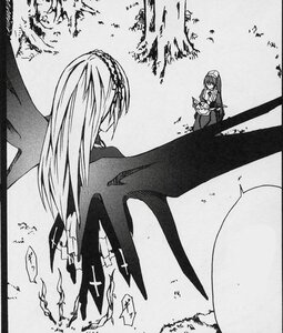 Rating: Safe Score: 0 Tags: 2girls comic dress forest greyscale image long_hair long_sleeves monochrome multiple_girls nature outdoors pair suigintou suiseiseki tree very_long_hair wings User: admin