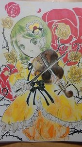Rating: Safe Score: 0 Tags: 1girl flower green_eyes green_hair hair_ornament image kanaria red_flower rose solo traditional_media yellow_flower yellow_rose User: admin
