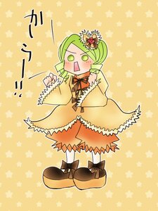 Rating: Safe Score: 0 Tags: 1girl blush dress green_eyes green_hair hair_ornament image kanaria long_sleeves open_mouth solo star_(symbol) star_hair_ornament starry_background User: admin