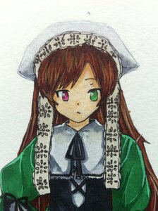 Rating: Safe Score: 0 Tags: 1girl bangs black_ribbon brown_hair dress green_dress green_eyes head_scarf heterochromia image long_hair long_sleeves looking_at_viewer red_eyes ribbon simple_background solo suiseiseki upper_body very_long_hair User: admin