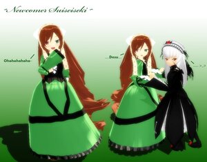 Rating: Safe Score: 0 Tags: 3girls brown_hair dress frills green_dress green_eyes hairband heterochromia holding image long_hair long_sleeves looking_at_viewer multiple_girls open_mouth pair red_eyes siblings sisters standing suigintou suiseiseki twins very_long_hair User: admin