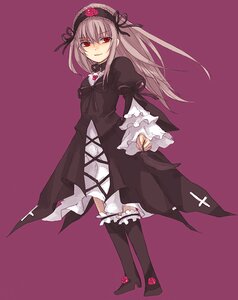 Rating: Safe Score: 0 Tags: 1girl black_legwear boots cross-laced_clothes dress dutch_angle frills full_body gothic_lolita hairband image lolita_fashion long_hair long_sleeves looking_at_viewer lowe_(slow) photoshop_(medium) puffy_sleeves purple_background red_eyes ribbon rozen_maiden silver_hair simple_background solo standing suigintou thighhighs wings User: admin