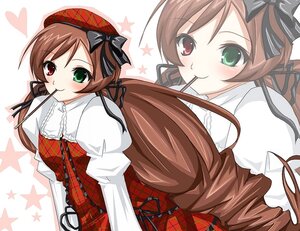 Rating: Safe Score: 0 Tags: 1girl blush brown_hair dress food green_eyes hat heart heterochromia image long_hair long_sleeves looking_at_viewer mouth_hold pocky red_eyes ribbon siblings smile solo souseiseki star_(symbol) suiseiseki twins twintails User: admin