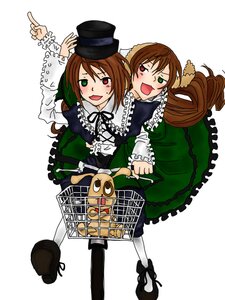 Rating: Safe Score: 0 Tags: 2girls :d brown_hair dress frills green_dress green_eyes hat heterochromia image long_hair long_sleeves looking_at_viewer multiple_girls open_mouth pair pantyhose red_eyes siblings sisters smile souseiseki suiseiseki top_hat twins white_background User: admin