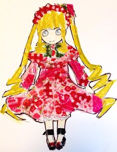 Rating: Safe Score: 0 Tags: 1girl blonde_hair blue_eyes dress frills full_body image long_hair long_sleeves looking_at_viewer red_dress shinku smile solo standing twintails very_long_hair User: admin