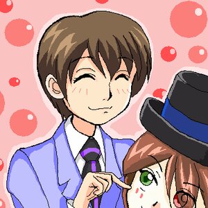 Rating: Safe Score: 0 Tags: 2girls ^_^ blush brown_hair closed_eyes green_eyes halftone hat heart image multiple_girls necktie polka_dot polka_dot_background short_hair smile solo souseiseki User: admin