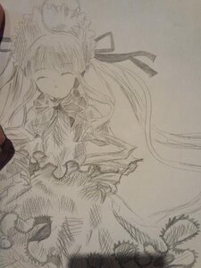 Rating: Safe Score: 0 Tags: 1girl closed_eyes dress frills image long_hair monochrome shinku sleeping solo traditional_media very_long_hair User: admin