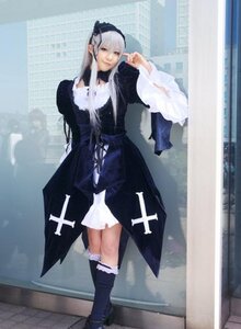 Rating: Safe Score: 0 Tags: 1girl dress frills full_body hairband index_finger_raised long_hair long_sleeves silver_hair solo standing suigintou User: admin