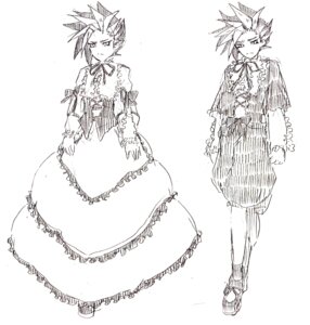 Rating: Safe Score: 0 Tags: dress frills full_body greyscale image long_sleeves monochrome pair sketch souseiseki spiked_hair standing suiseiseki User: admin