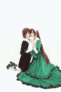 Rating: Safe Score: 0 Tags: brown_hair dress green_dress high_heels long_hair multiple_cosplay shoes sitting striped suiseiseki tagme User: admin