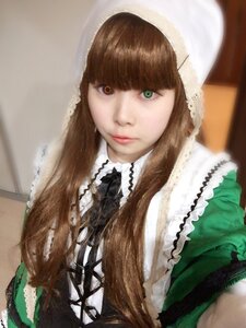 Rating: Safe Score: 0 Tags: 1girl bangs blunt_bangs brown_hair closed_mouth dress green_eyes head_scarf heterochromia lace lips long_hair looking_at_viewer photo solo suiseiseki upper_body User: admin