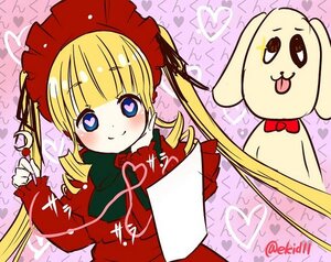 Rating: Safe Score: 0 Tags: 1girl :3 blonde_hair blue_eyes blush blush_stickers bonnet bow dress drill_hair heart image long_hair looking_at_viewer shinku smile solo tongue tongue_out User: admin