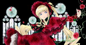 Rating: Safe Score: 0 Tags: 1girl blonde_hair blue_eyes bonnet dress drill_hair flower image long_hair looking_at_viewer red_capelet red_dress red_flower red_rose rose shinku solo twin_drills twintails very_long_hair User: admin