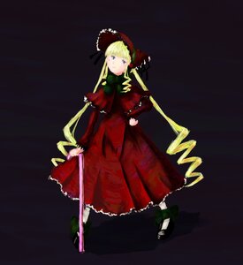 Rating: Safe Score: 0 Tags: 1girl blonde_hair blue_eyes bonnet bow bowtie dress drill_hair full_body green_bow image long_hair long_sleeves looking_at_viewer red_dress shinku solo standing twin_drills twintails very_long_hair User: admin